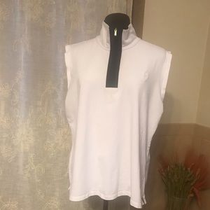 Lauren tennis sleeveless top with zip neck front